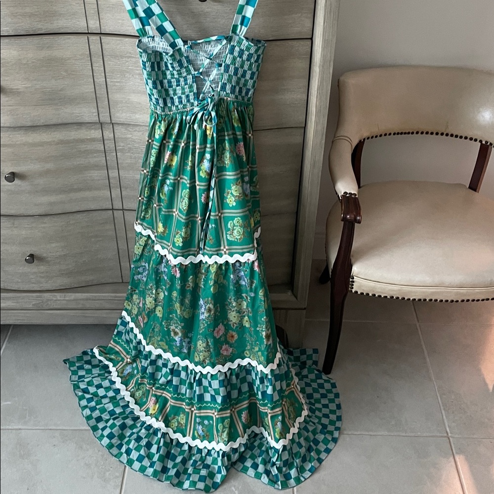 Rosa Clothing women’s Green Floral Smocked Sundress - Picture 2 of 6